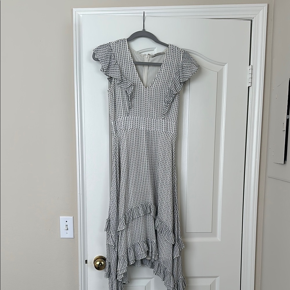 All Saints Black and White Ruffle Dress